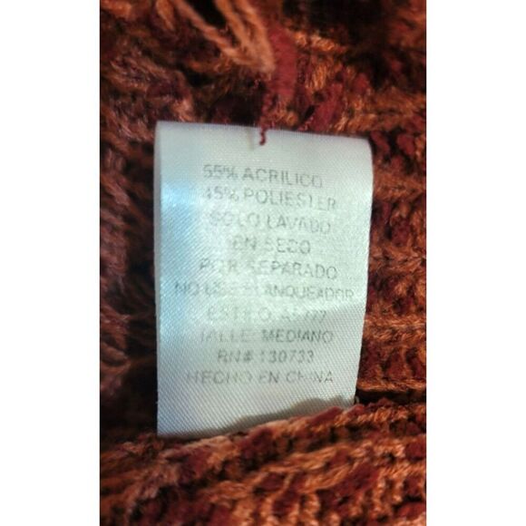 Umgee Frayed Vee Neck Oversized Knit Sweater - Size M - Picture 11 of 12